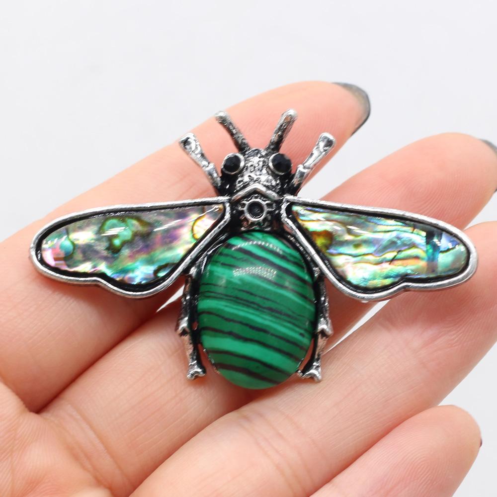 1Pc Reiki Healing Crystal Pendant, Natural Stone Insect Shape Charms for DIY Necklace Hanging Decoration Accessories, Jewelry Making Halloween Crafts