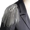 Handmade Rhinestone Fashion Tassel Chain Shoulder Board Badges Beads Patch Metal Epaulet Epaulette Pin On Brooch Medal