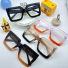 Retro Anti-Blue Light Glasses Transparent Plain Glasses Ins Square Eyeglasses  Party Props