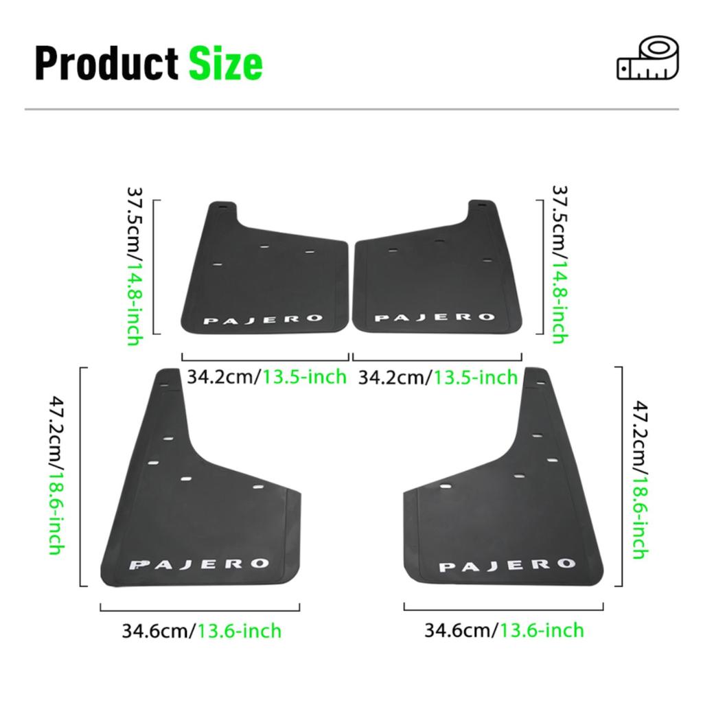 4PCS Mudguards Car Mud Flaps Compatible with Mitsubishi Pajero Montero 2007-2021 2017 2018 2019 2020