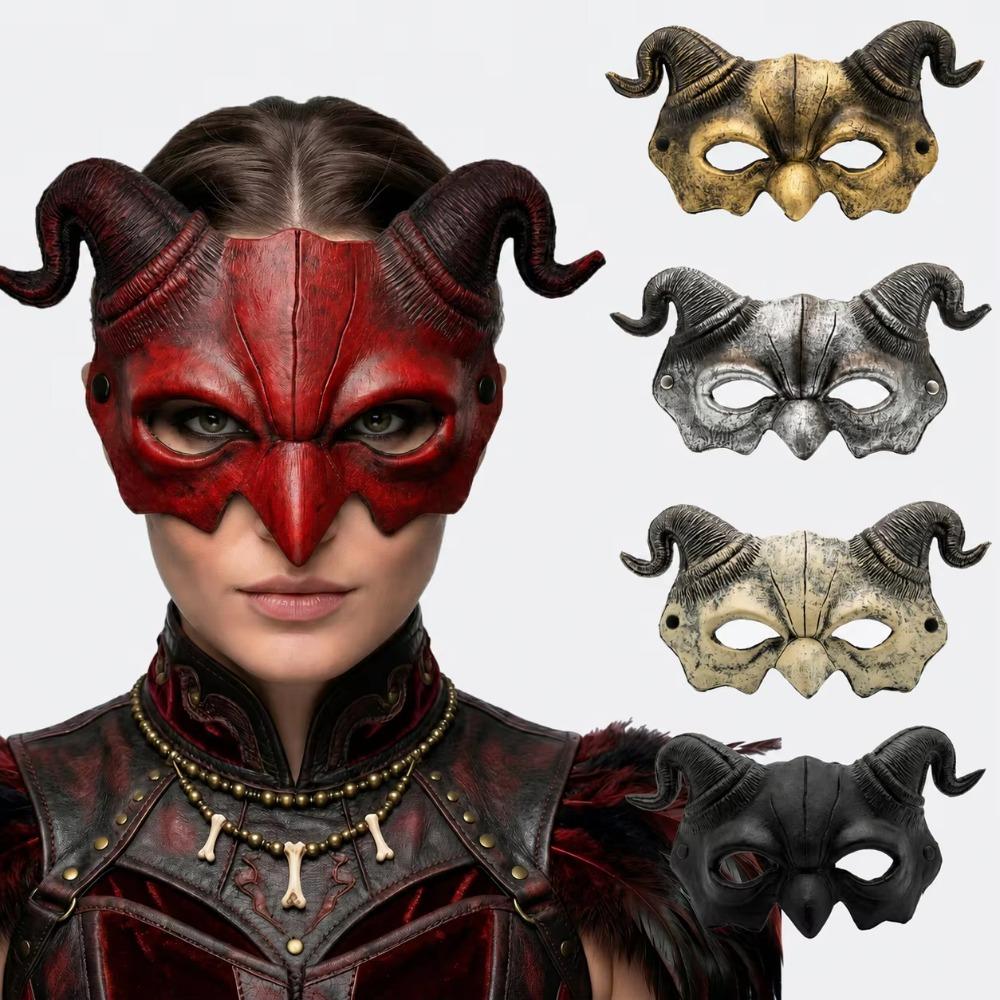 Cosplay Party Horned Devil Mask Pu Foam Festival Party Mask Creative Half Face Mask Halloween