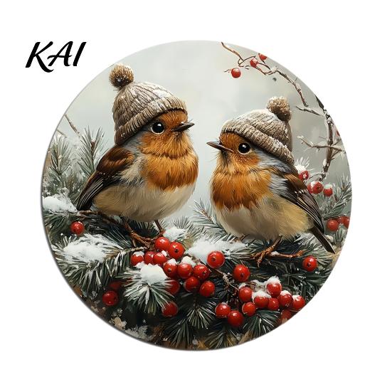 Winter Theme Party Supplies Wooden Bird Hanging Sign, Rustic Decorative Wall Plaque with Christmas Signs Rope, 2D Flat Art Decor for Holiday