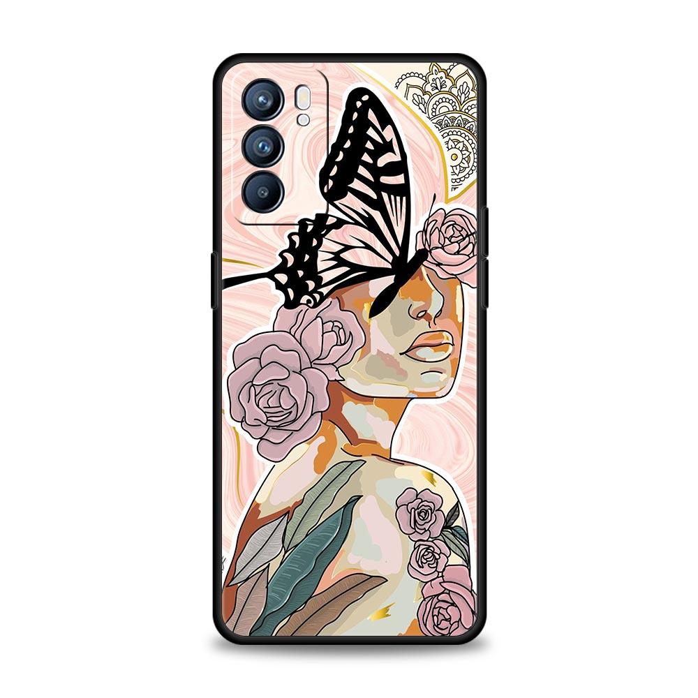 Чехол для телефона Paris Art blue Girl Flower для Oppo Find X5 A54 A53 A52 A9 2020 A15 A95 A16 A76 A74 A12 Reno7 SE Reno6 Pro 5G