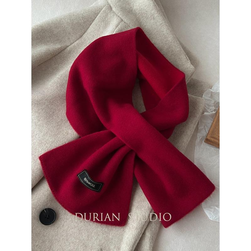 Wool Solid Color Double-sided Lazy Cross Wool Scarf Women's Winter All Match Warm Children's Parent Child Scarf