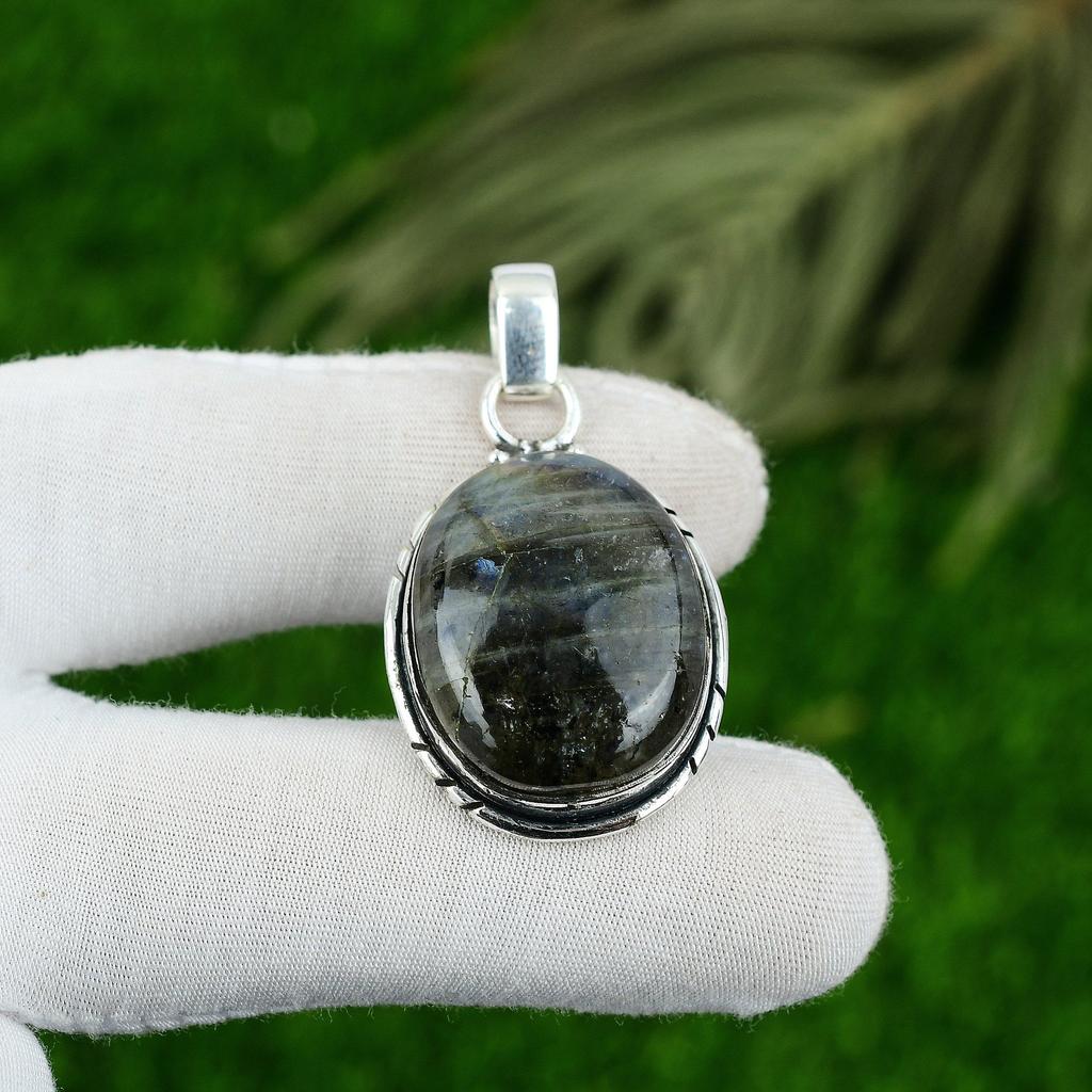 Gift For Her 925 Sterling Silver Natural Labradorite Gemstone Jewelry Pendant