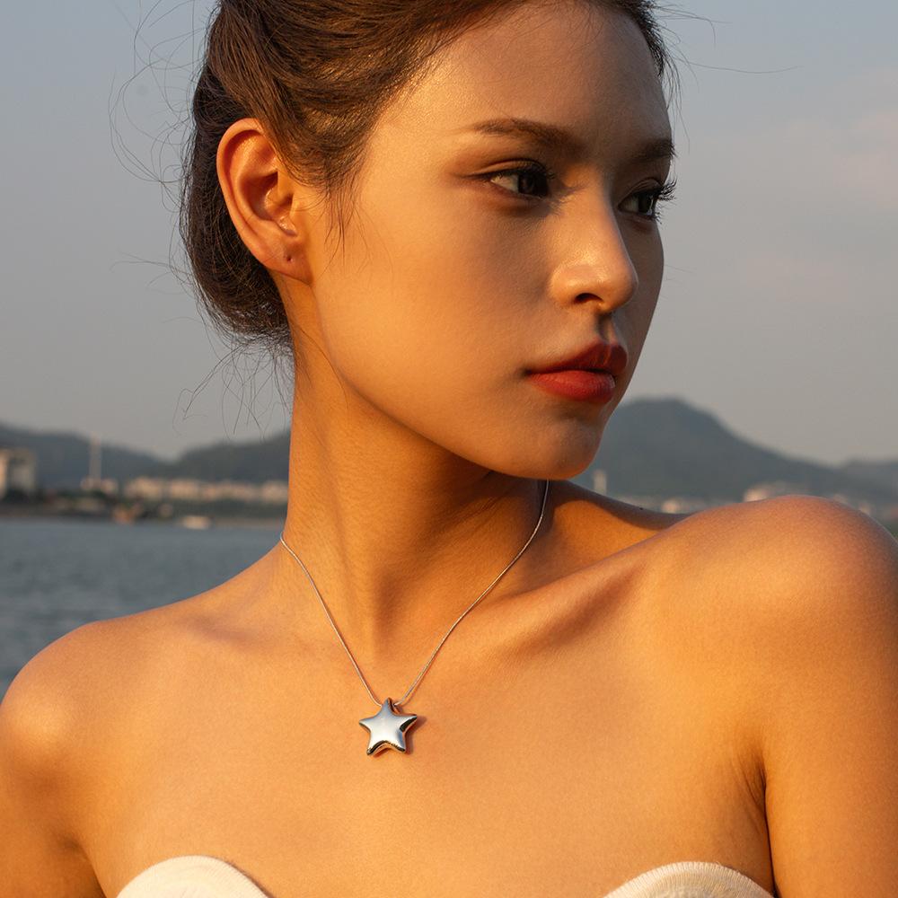 Женское ожерелье-подвеска в форме звезды из нержавеющей стали с покрытием из 18-каратного золота, водонепроницаемое, не тускнеющее, ювелирный аксессуар