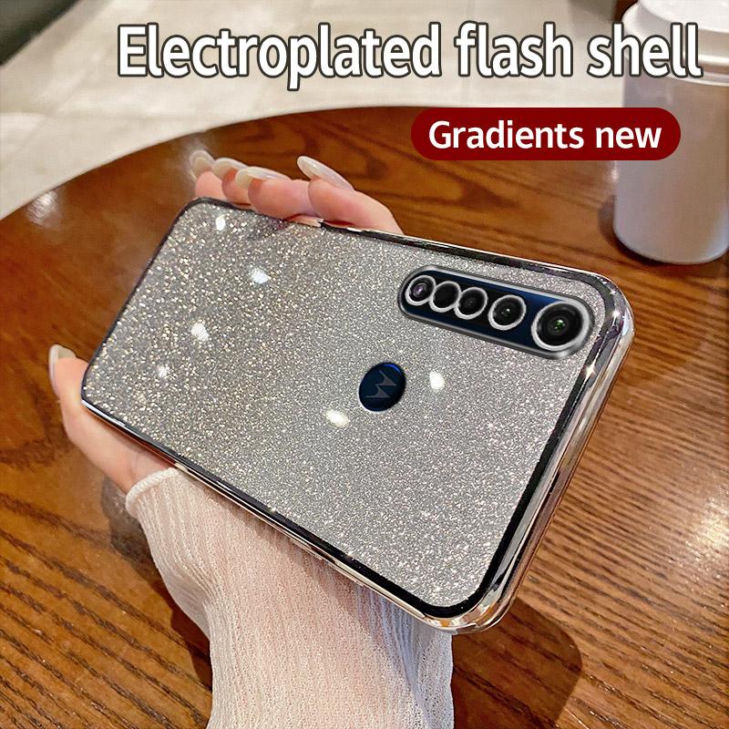 For Motorola Moto G8 Plus Case Moto XT2019, XT2019-2 Phone Case Shiny Glitter Plating Silicone Camera Lens Soft Back Cover