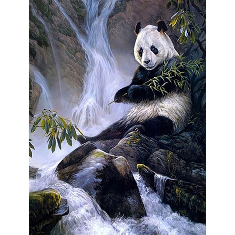 5D DIY Алмазная картина Панда Бамбуковый цветок Полная круглая Алмазная мозаика Животное Алмазная вышивка Комплект Стразы Домашнее украшение