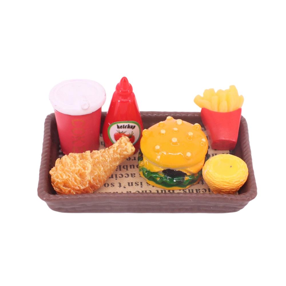 Миниатюрные аксессуары для куклы Лабубу 17 см, мини-мультяшная модель, набор жареной курицы, набор хлеба, торта, десертов, подарок для кукольного домика, игрушка для девочки