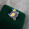 Серебряная брошь в виде цыпленка и птички с короной, для шляп, сумок, одежды и аксессуаров.