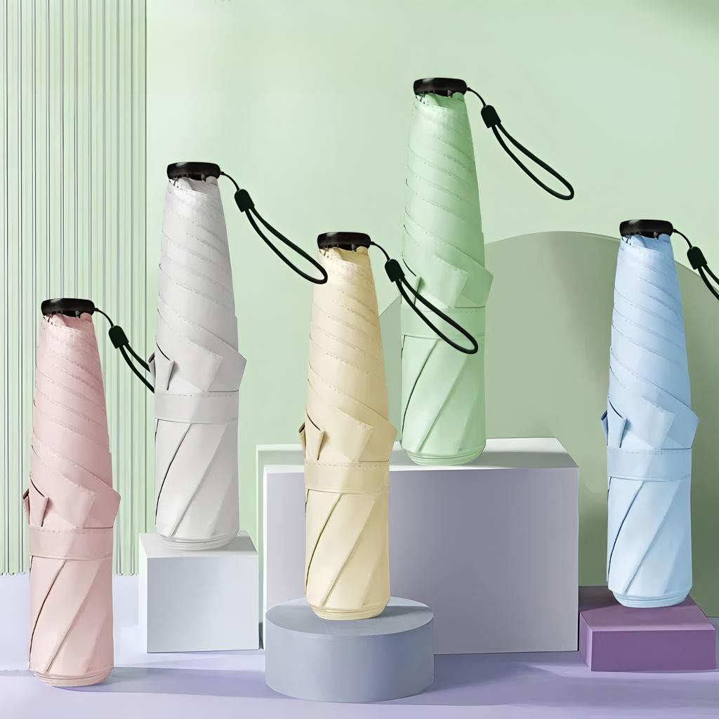 Japanese Ultra-Light 6-Bone Ultra-Light Feather Umbrella Vinyl Sun Protection Sunshade Folding Girl Portable Pencil Umbrella