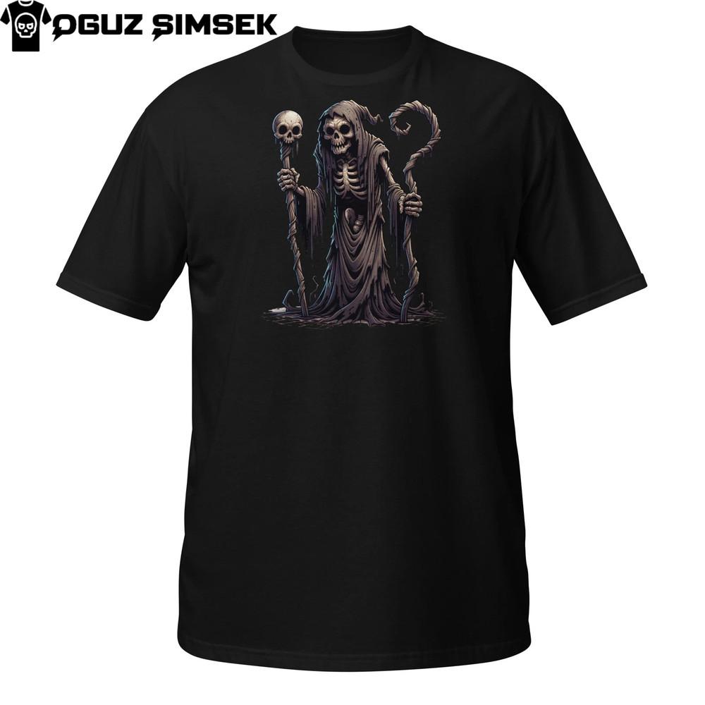 Dark Reaper Skeleton T-Shirt | Gothic Sorcerer In Cloak | Horror Occult Tee
