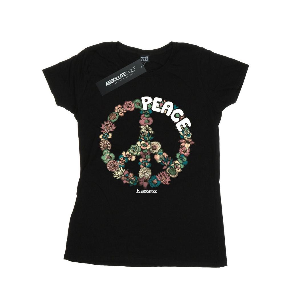 Woodstock Womens/Ladies Floral Peace Cotton T-Shirt