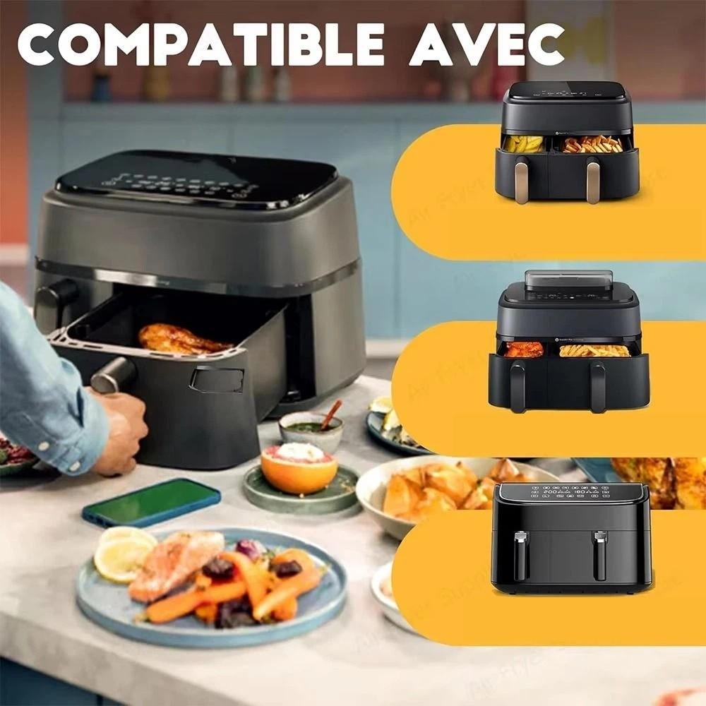 Non-Stick Dual Basket Baking Tray Reusable Air Fryer Silicone Pot Air Fryer Liner Baking Liners