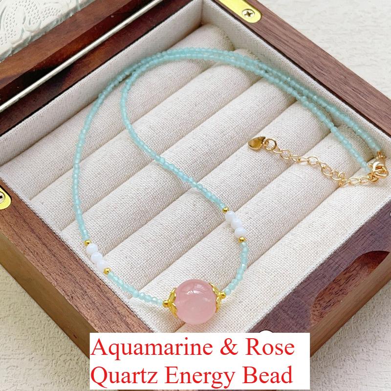 Ожерелья с энергией натуральных кристаллов - 4 стиля для богатства, любви, защиты - Желтый кристалл, Розовый кварц, Малахит, Тигровый глаз Подарок