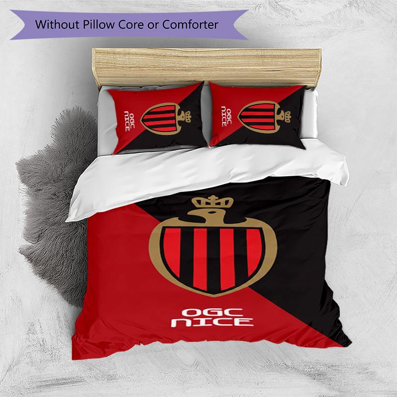OGC Nice FC Printed 3PCS Bedding Set Breathable Duvet Cover with Pillowcases Decorative Bed Linen for Bedroom Home