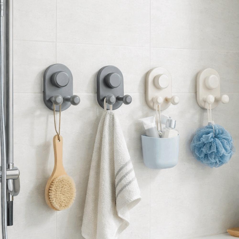 3 PCS Plastic Suction Cup Hooks Moisture-proof Removable Kitchen Storage Hooks Space Saving Non-Marking Wall Hook Living Room
