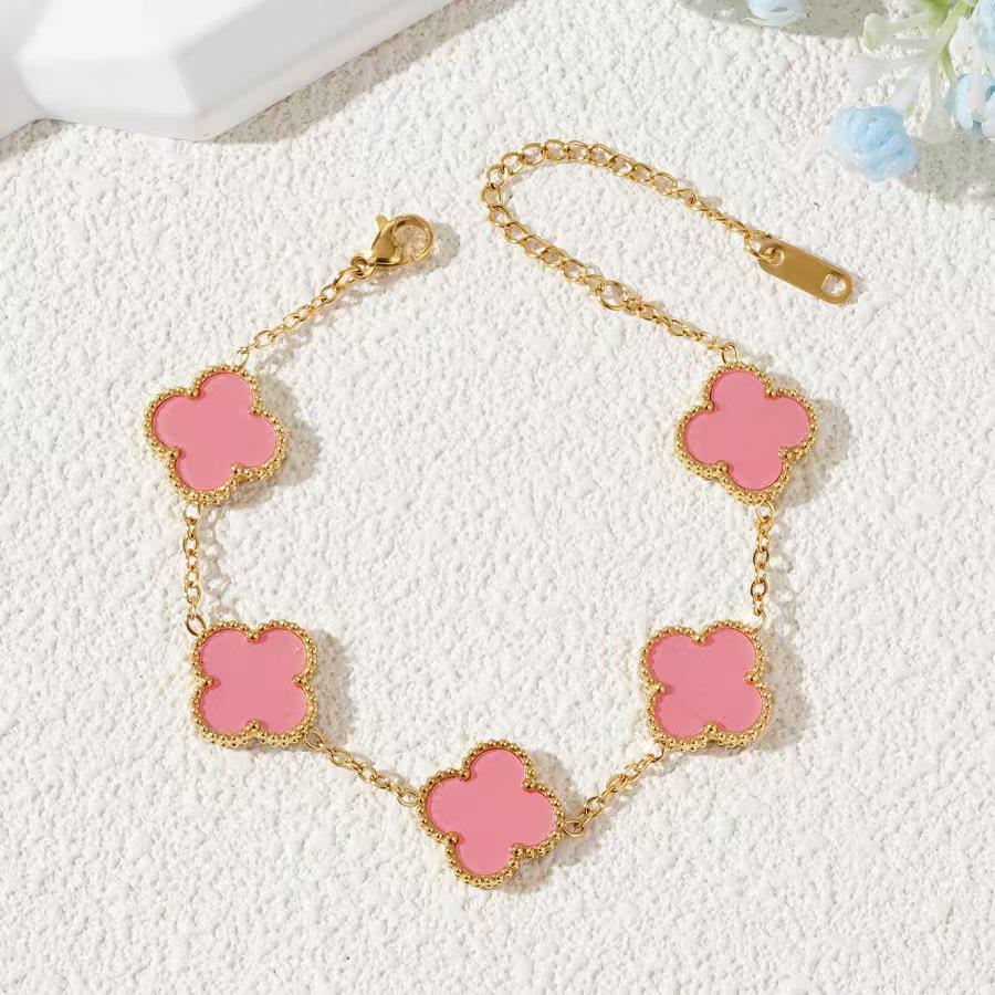 Браслет 'Четырехлистник' 15 мм - Классическое украшение 'Пять Цветков', 18 карат золота, Не тускнеющий
