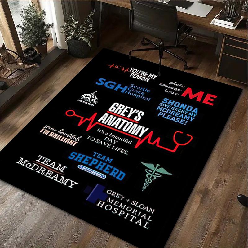 1Pc Grey's Anatomy Print Rug - home decoration Carpet For Living Room Bedroom Flooring Computer Chair Area Rug