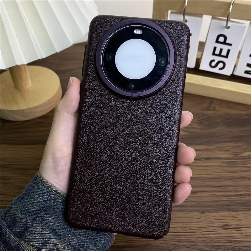 Для Huawei Mate 60 Pro Plus RS Ultimate прочный металлический чехол с большой дыркой в оправе объектива Litchi Grain PC, защитный чехол от отпечатков пальцев, задняя крышка-оболочка