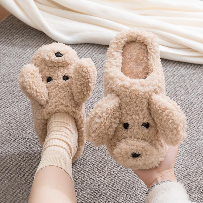 Милые женские нескользящие плюшевые хлопковые тапочки - уютная домашняя обувь для осени и зимы