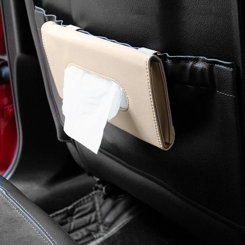 Car Tissue Box Sun Visor Seat Back Sunroof Car Tissue Box Bag Hanging Creative Leather Car Interior Supplies