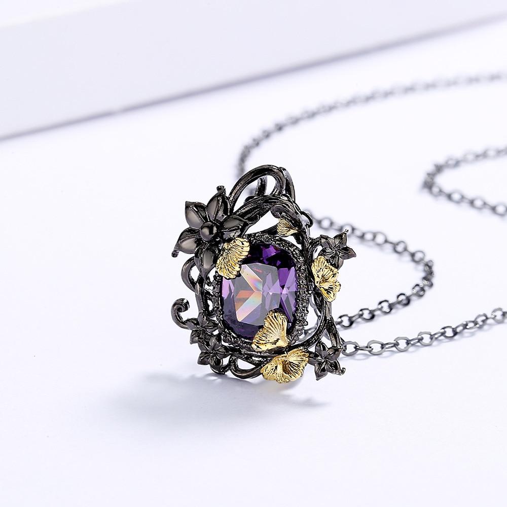 Роскошное женское ожерелье из 925 посеребренного аметиста, подвеска с женским цветком, темпераментное ювелирное изделие, вечерние свитер, цепочка