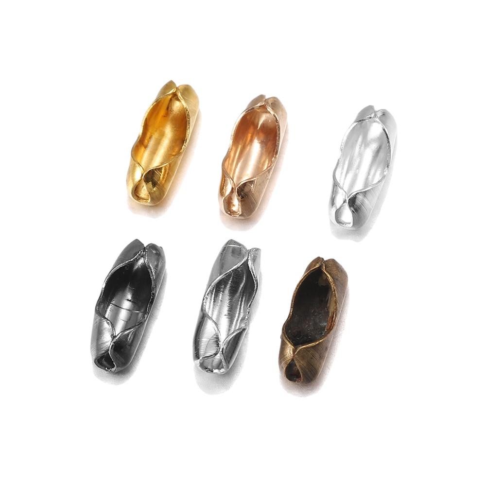 200 Pcs/lot 1.5/2.0/2.4/3.2 Mm Ball Chain Connectors Clasps Gold For DIY Bracelet Necklace Bead Chain Jewelry Making