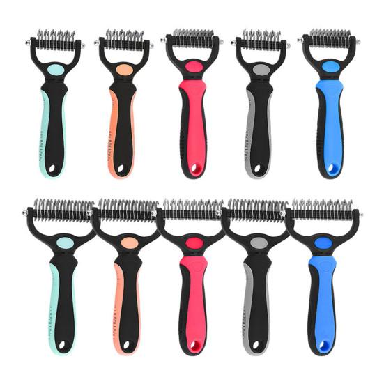 Щетка для вычесывания шерсти питомцев Двусторонняя расческа-грабли для подшерстка для собак кошек Очень широкая расческа для вычесывания и удаления колтунов у питомцев для груминга