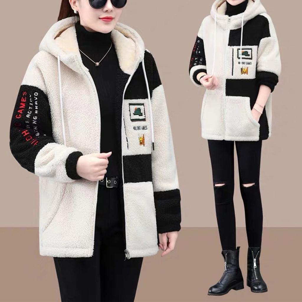 Куртка из овечьего флиса, женская, свободная, повседневная, плюс флис, толстый кардиган, свитшот