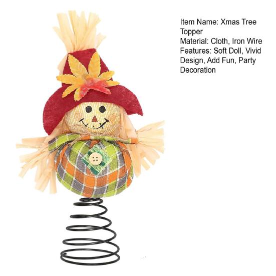 Миниатюрное пугало на День благодарения, Осеннее пугало, Верхушка на елку, 8 дюймов, Миниатюрные осенние украшения урожая для фермерского дома, дома, для вечеринки