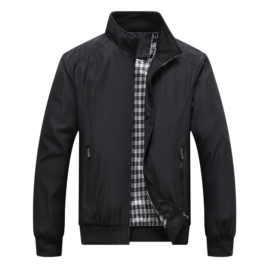 Мужская деловая куртка с тонким воротником-стойкой, повседневная, весна и осень, мужское свободное пальто большого размера