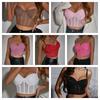 Crystal Sexy Tank Top Hollow Out Women Short T-shirt Vintage Mesh Crop Top  Streetwear