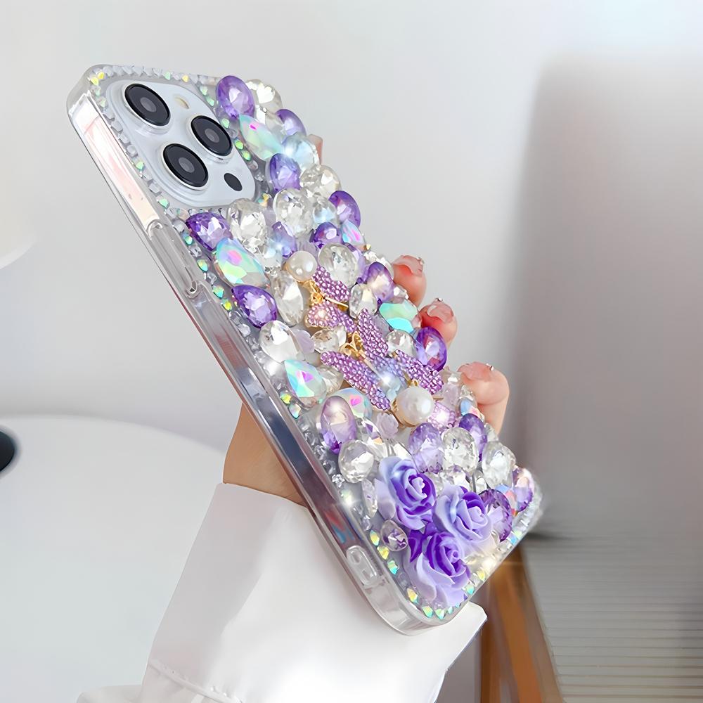 Чехол для телефона с блестками, стразами, бабочкой и розой для OPPO Realme 14 Pro Plus 14X 14T 13 12 Lite 4G 5G