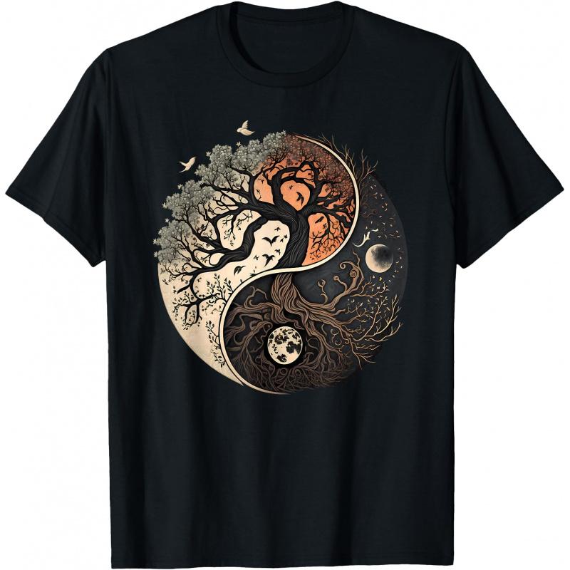 Harmonious Tees Tree of Life Yin Yang 100 cotton printed Gift t shirt Sacred Geometry Graphic clothes All size tops S6XL