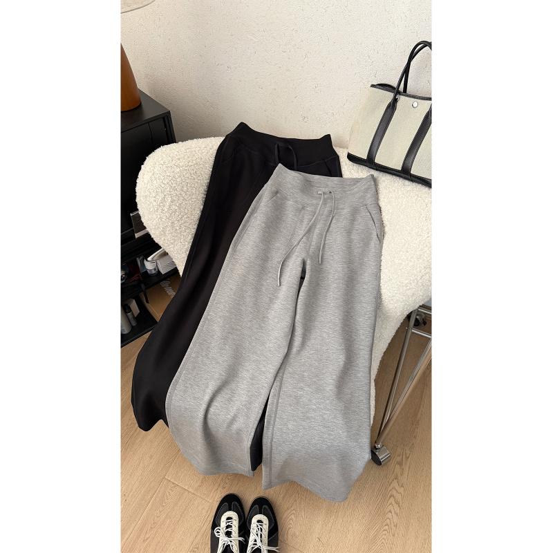2026 Spring/Summer Solid Color Versatile Slim Straight Casual Pants for Women with Drawstring Sports Pants