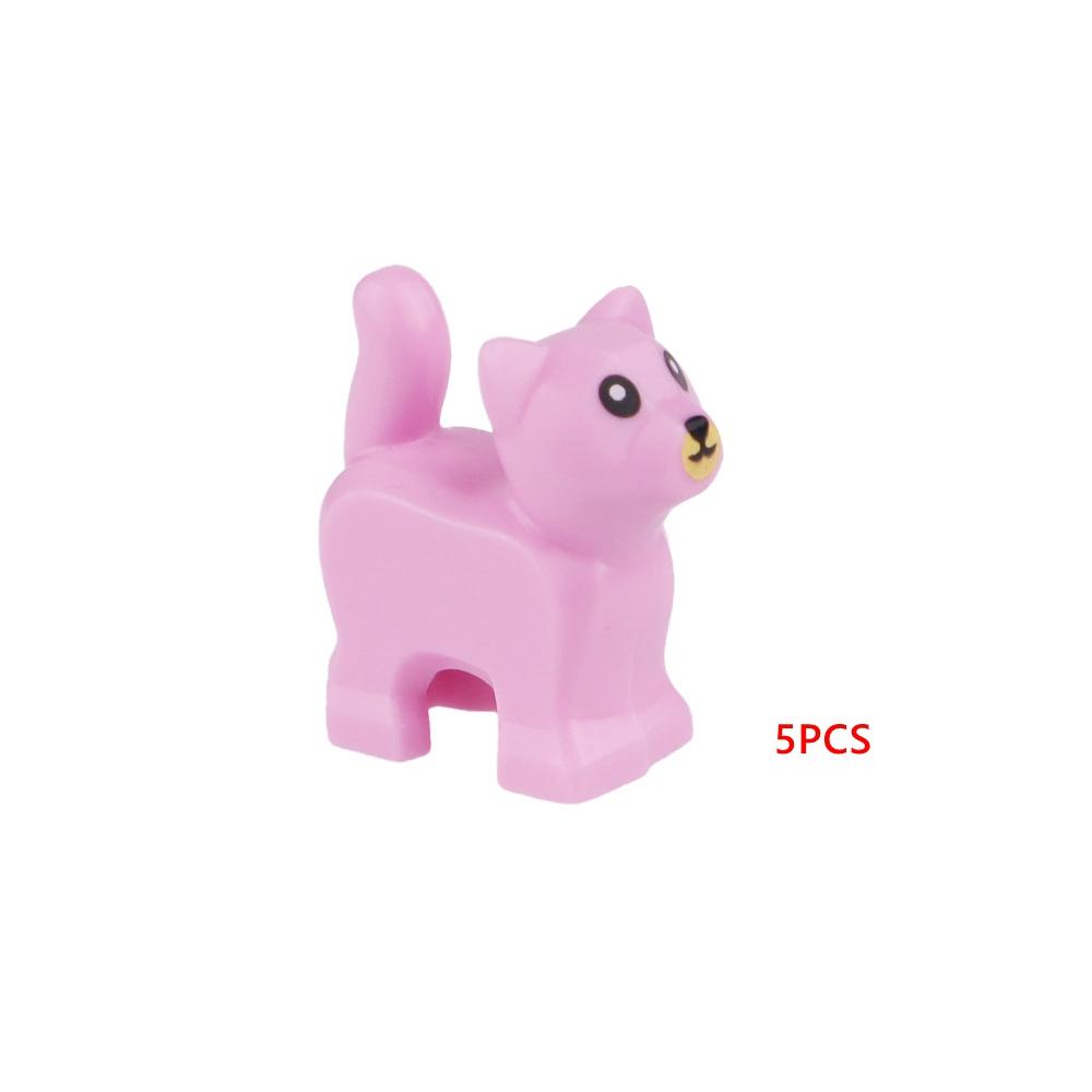 5PCS/Set Animals Cute Cat Pig Snake Figures DIY Building Blocks Toys for Children Gifts Toy Colorful Animal 38801 13786 1410pb01