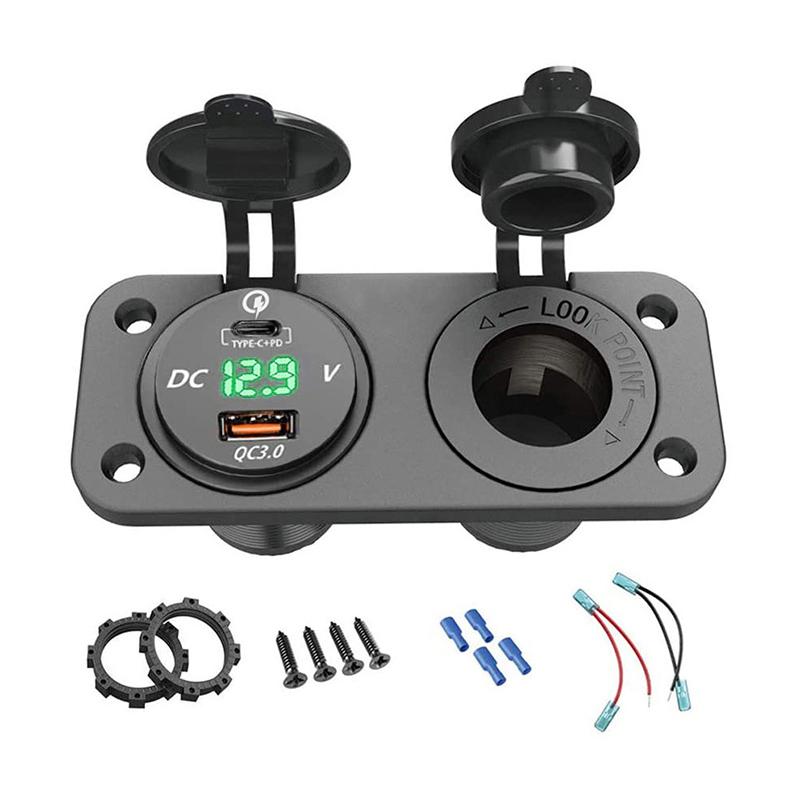 Тип C PD QC 3,0 Автомобильная USB-розетка Панель 12 В/24 В Автомобильное зарядное устройство Встроенная розетка для мотоцикла Лодка Грузовик