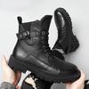 High Top Mens Boots Genuine Leather Work Outdoor Boots Winter Fur Warm Ankle Boot for Men Casual Boots Motorcycle Boots