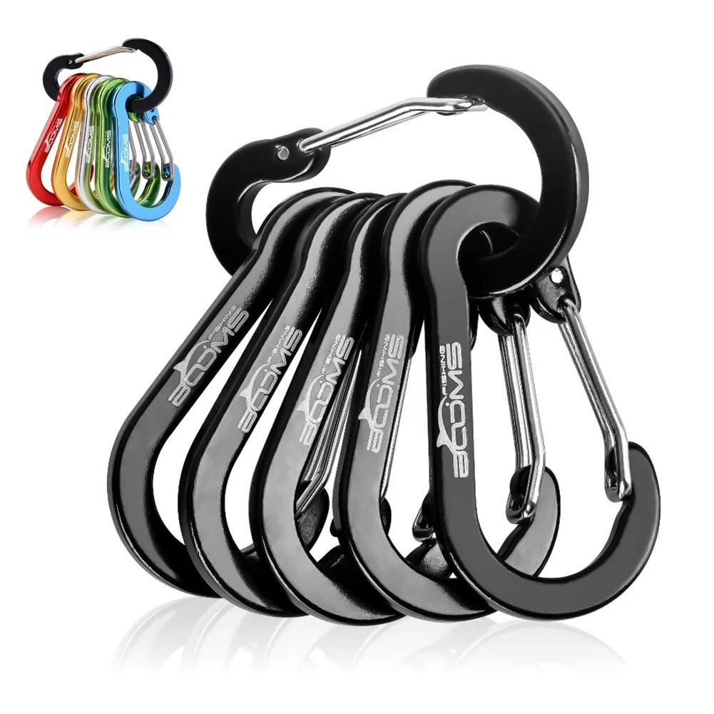 6 Pieces 12 Pieces Outdoor Use Camping Multi-tool Carabiner Steel Small Carabiner Clip Fishing Accessories