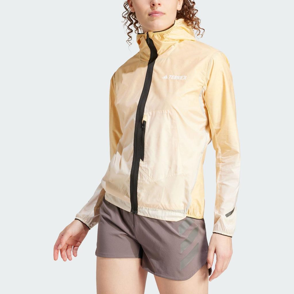 Adidas SS24 Terrex Series Outdoor Sports Hooded Zip Slim Jacket Women Jacket Yellow IN2908