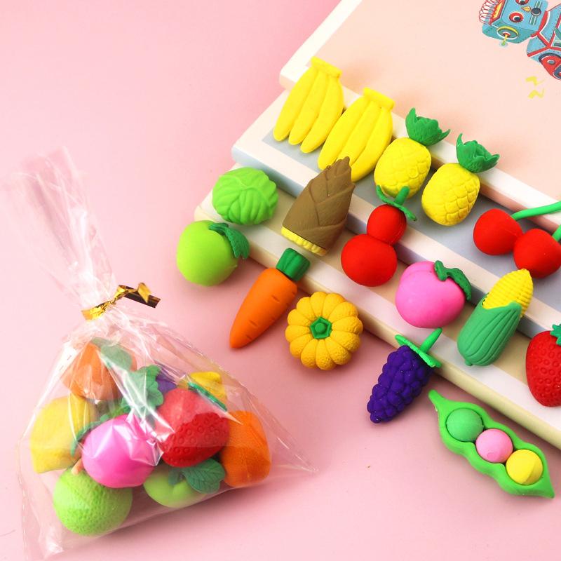 10 шт. мультяшный милый фруктовый резиновый ластик креативная новинка канцелярские принадлежности мультяшный кавайный мини резиновый школьные принадлежности детские подарки