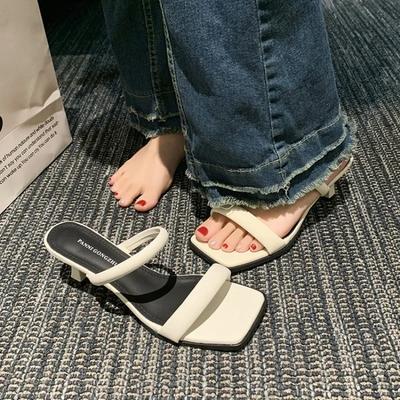 Модные Горячие Продажи Шлепанцы на Квадратном Каблуке Женские Слайды Женская Обувь Блок 2025 новые Босоножки Обувь Женские Шлепанцы Pantofle Квадратный каблук Sli