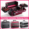 Portable Lockable Aluminium Hard Make Up Travel Storage Box, Cosmetic Beauty Vanity Case, Organiser, Large Capacity Toolbox Case