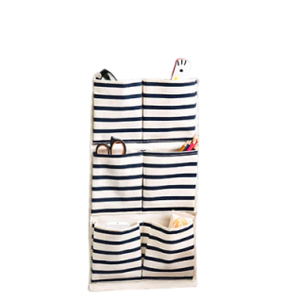 Striped Hanging Storage Bag 6/8 Pockets Multi-Pocket Organizer Dormitory Storage