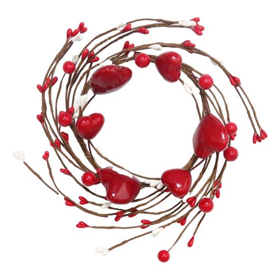 Кольцо для свечи в виде сердца с ягодами, искусственный венок из красных ягод, подсвечник, гирлянда, центральный элемент стола для фестивальной вечеринки на День святого Валентина, День матери