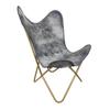 Handmade Buffalo Gray Leather Butterfly Chair Folding Modern Sling Lounge Accent