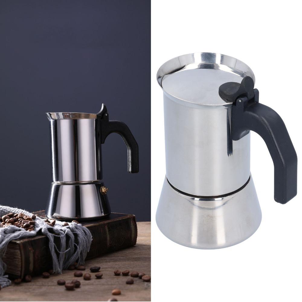 Mirror Polishing Finish Stainless Steel Coffee Pot Stovetop Espresso Maker Outdoor Brewing