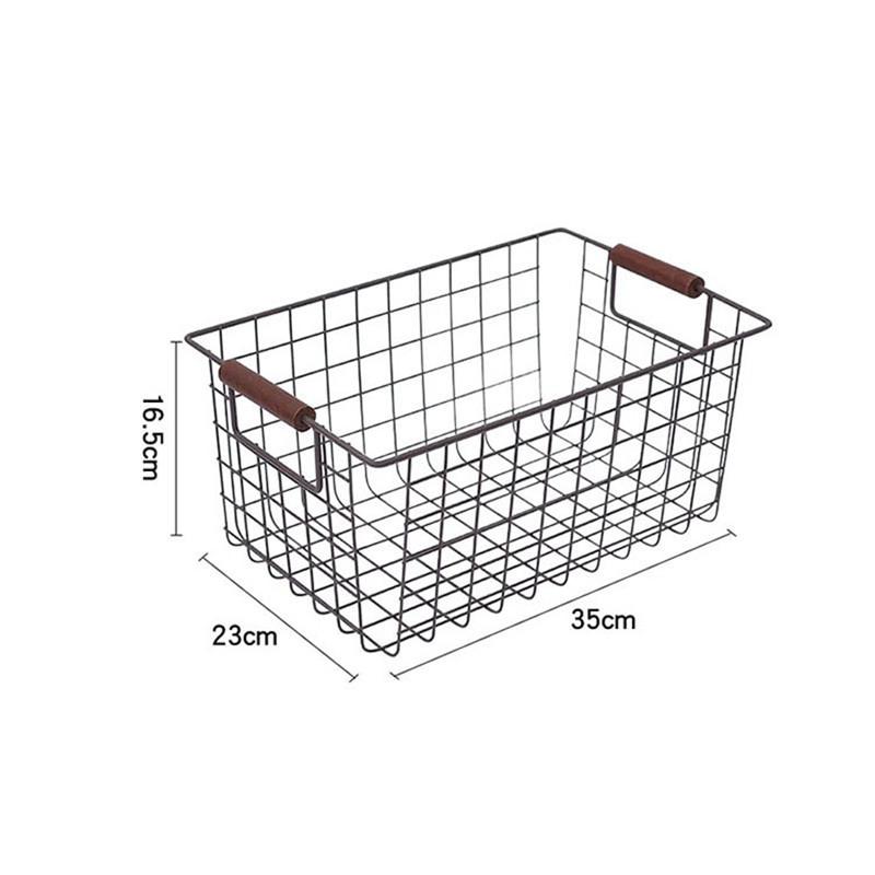 Japanese Wrought Iron Storage Basket Household Simple Bathroom Snacks Desktop Organizer Books Holder Kitchen Sundries Container