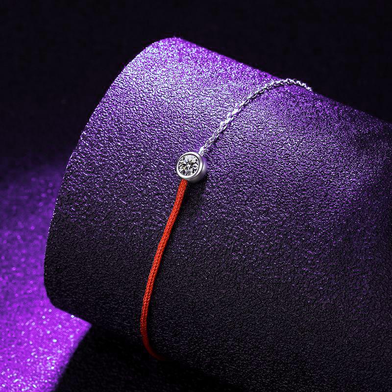 Оригинальный плетеный красный шнур 925 пробы стерлингового серебра женский браслет – Стиль Ins Легкая роскошь Универсальный модный браслет на руку